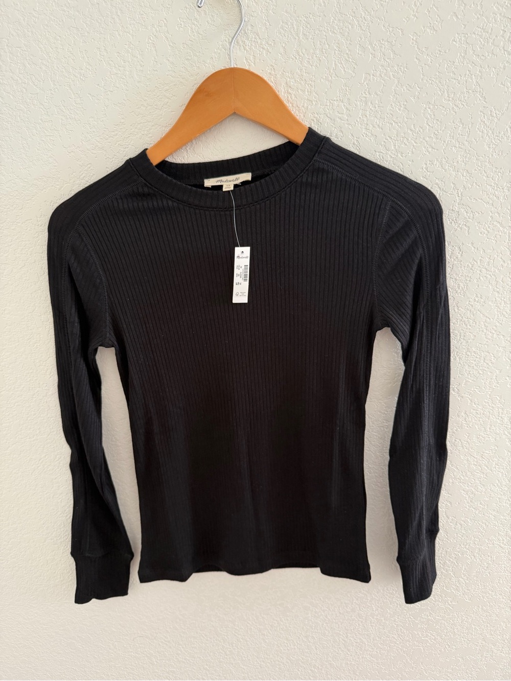 Madewell Black Ribbed Long Sleeve Top - Picture 9 of 10